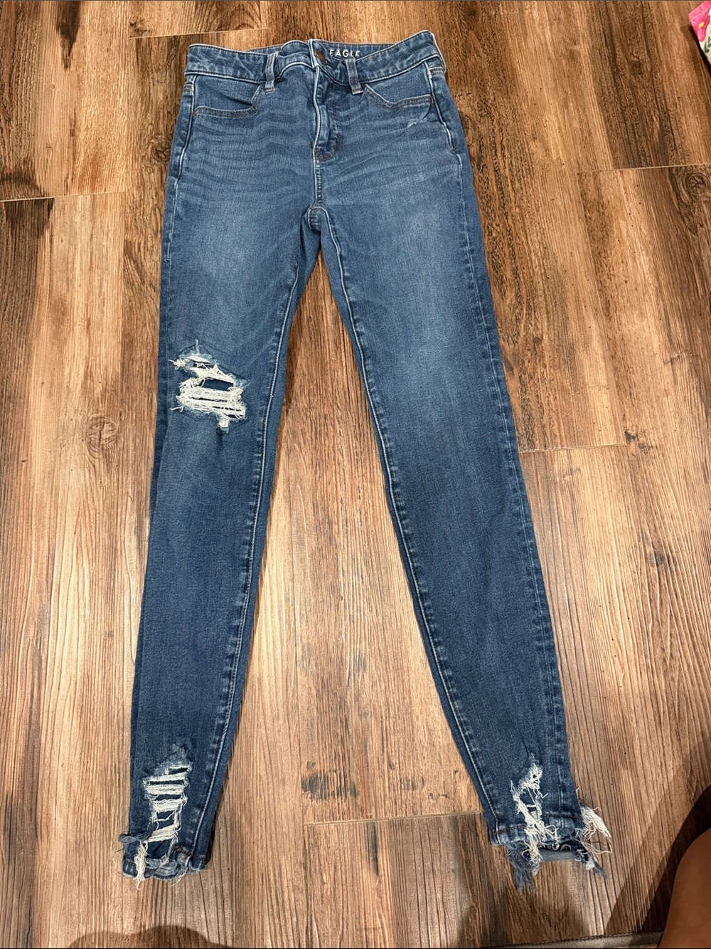American Eagle Outfitters Dark Blue Distressed Skinny Jeans